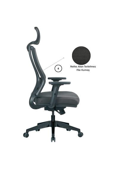 Casella Eden Fileli Yönetici Koltuğu Ofi S Koltuğu Ergonomik, Şık Ve Fonksiyonel Siyah