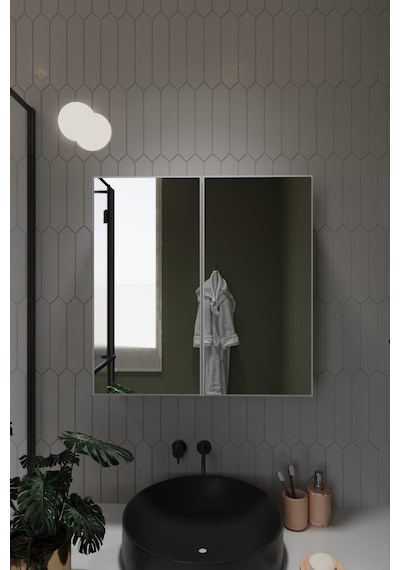 2 Aynalı Banyo Dolabı İki Kapaklı Lavabo Üstü Banyo Dolabı Beyaz
