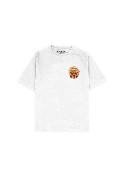 Samurai Cat Beyaz Oversize Unisex T-shirt Beyaz