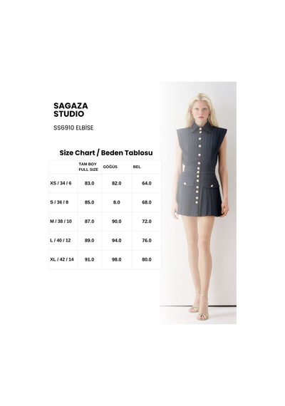 Sagaza Studio Ss6190 Düğmeli Mini Elbise Lacıvert-cızgı