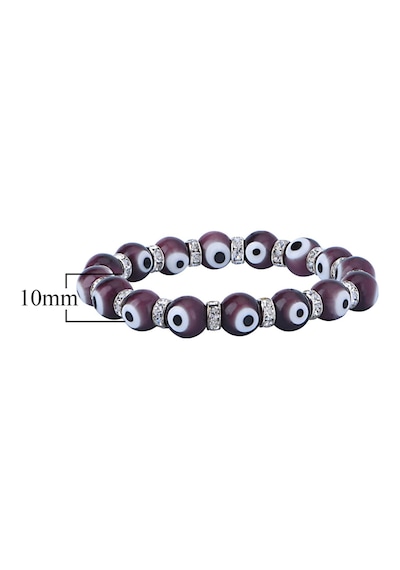 Stretch 10 Mm Koyu Mor Renkli Nazar Boncuklu Kristal Taşlı Rondela Bileklik Diğer