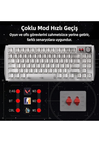 Nuphy Wh80 Tri-mode Hall Effect Manyetik Oyuncu Klavyesi