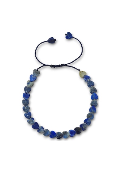 Kalp Kesim Doğal Lapis Lazuli Bileklik Makrome Ayarlı 676-3 Lacivert