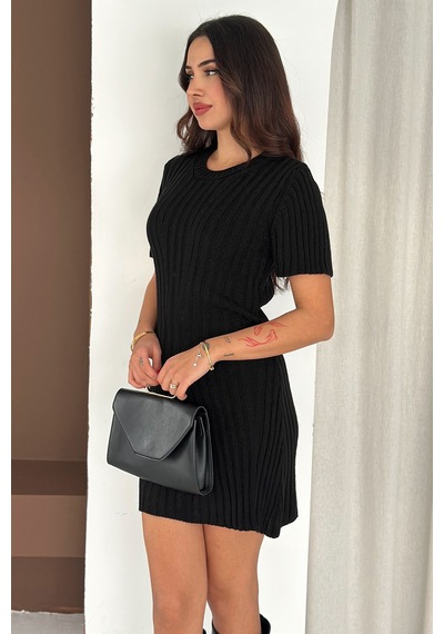 Noa & Noa Kadın Nervürlü Mini Triko Elbise Noir Form Siyah Noa & Noa Kadın Nervürlü Mini Triko Elbise Noir Form Siyah