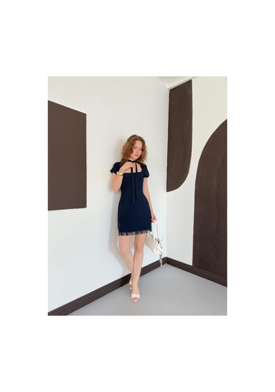 Verymoda D 3040 Dantel Detaylı Elbise D3040 Lacivert