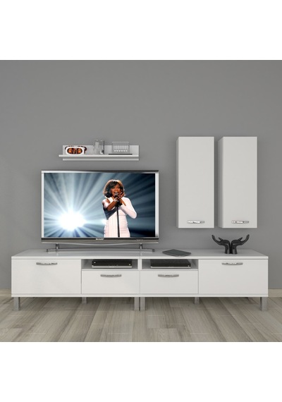 Decoraktiv Eko 5220d Slm Krom Ayaklı Tv Ünitesi Tv Sehpası Beyaz