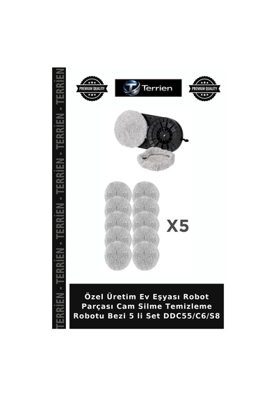 Özel Üretim Ev Eşyası Robot Parçası Cam Silme Temizleme Robotu Bezi 5 Li Set Ddc55/c6/s8