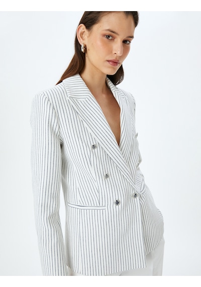 Koton Düğmeli Cepli Kruvaze Çizgili Blazer Ceket Lacivert Çizgili 5sak50019uw Çok Renkli Koton Düğmeli Cepli Kruvaze Çizgili Blazer Ceket Lacivert Çizgili 5sak50019uw Çok Renkli