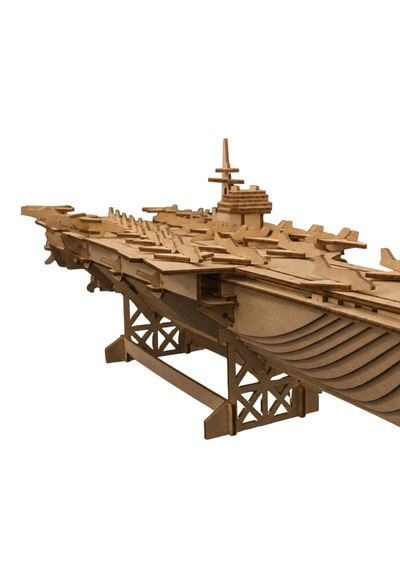 Uçak Gemisi Ahşap Maket Seti Dıy 3d Puzzle Deniz Kuvvetleri Koleksiyoner Modeli 171 Parça