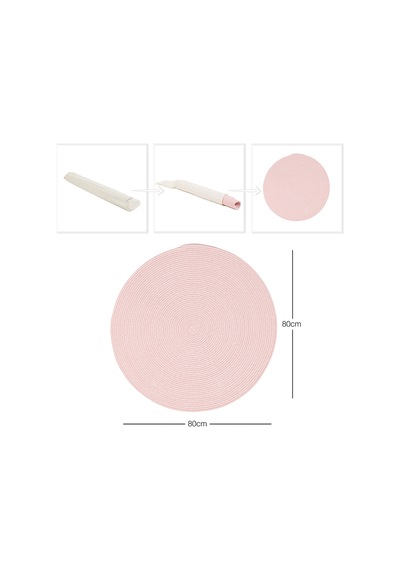 Ocean Home Textile Yıkanabilir Pembe Kırçıllı Pamuklu Halı Kilim 80 cm çap