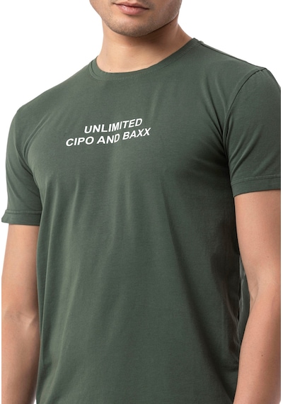 Cipo & Baxx Erkek Regular Fit Baskılı Pamuklu T-shirt Ct827 Green