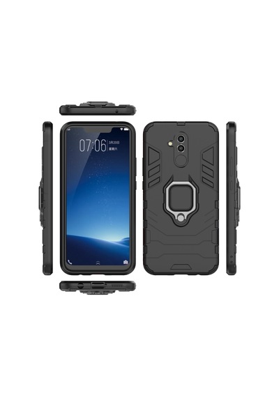 Huawei Mate 20 Lite İçin Parmak Halkalı Kickstand'lı Tpu + Pc Hibrit Kılıf