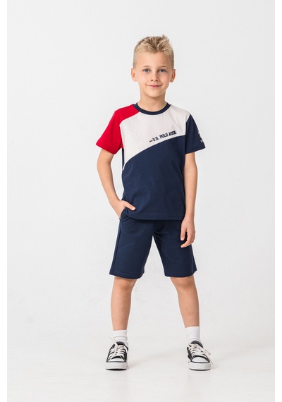 U.s. Polo Assn. 2407 %100 Pamuk Cepli Erkek Çocuk Şort Pijama Takım Lacivert