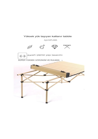 Büyük Boy Gold Full Alüminyum Katlanır Kamp Masası Piknik Seti Çanta Tipi Balkon Bahçe Mutfak Masası Genel