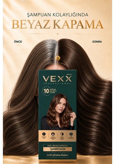 Vexx Professional Beyaz Kapatıcı Pratik Boya Çikolata Kahve 6.35 Amonyaksız Formül 300 Ml.