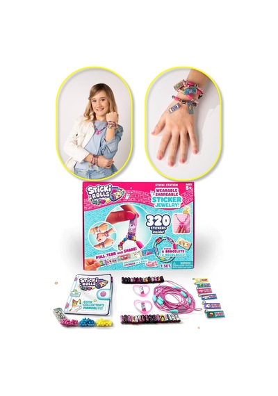 Sticki Rolls Sticki İstasyon Paketi Stickerlı Bileklik Çıkartmalı Etiket Çok Renkli
