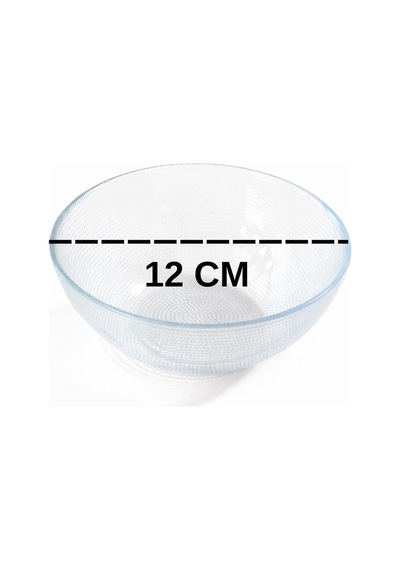 6 Lı Nokta Desenli Cam Kase Seti 12 Cm - Çerezlik & Kahvaltılık Sunum Magnolia Kasesi Şeffaf