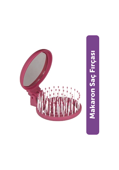Beauty Makaron Saç Fırçası - 3d Esnek, Aynalı, Çanta Boy - Compact Detangler Mürdüm