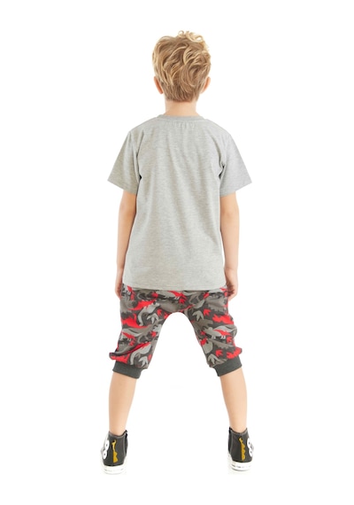Triceratops Erkek Çocuk T-shirt Kapri Şort Takım