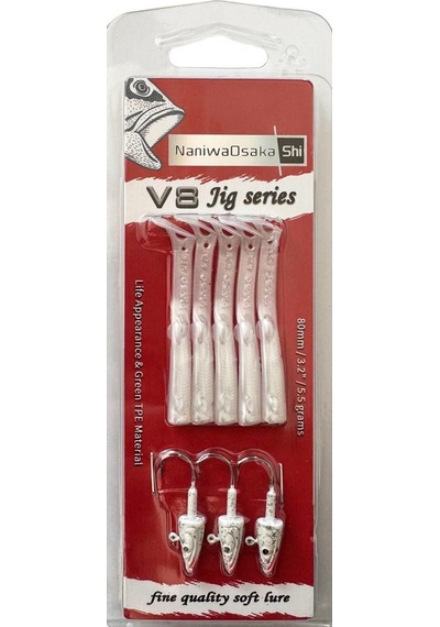 Naniwaosakashi V8 Jig 8cm 5.5gr Silikon Yem 3+5 Pearl Silver