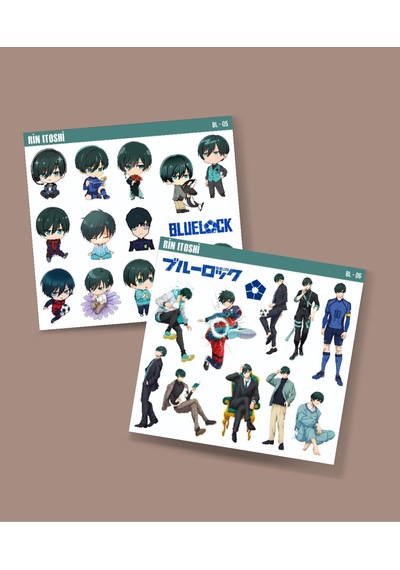 Rin İtoshi-bluelock-parlak Kağıt -2li Sticker Set-telefon Süsleme Blue Lock Etiket Beyaz
