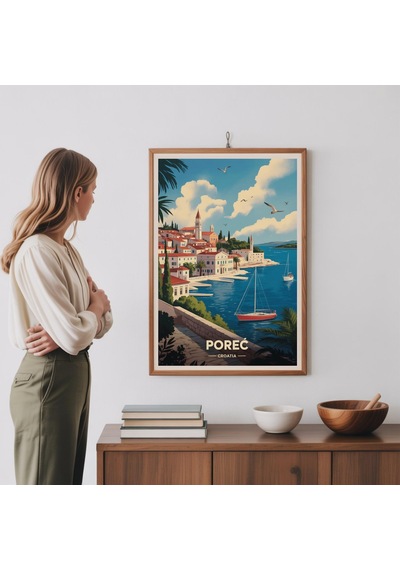Porec Hırvatistan Seyahat Posteri Vintage Sahil Duvar Sanatı İstria Sanat Baskısı
