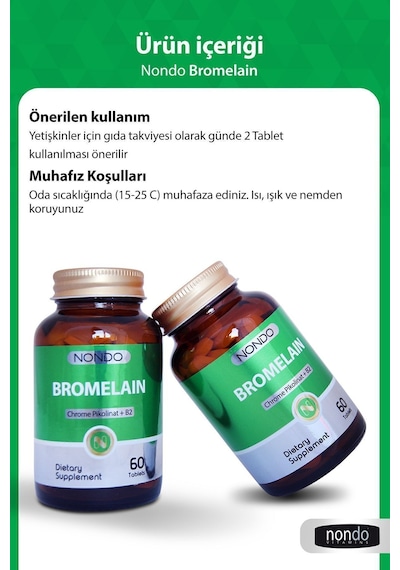 Nondo Bromelain 2400 Gdu 750mg Krom Pikolinat 60 Tablet