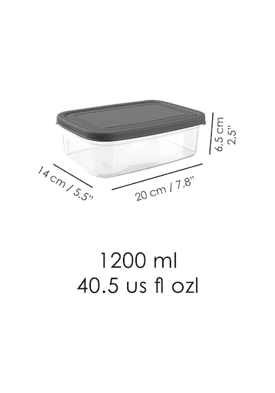 Meleni Home 10 Adet Dikdörtgen Erzak Saklama Kabı Mikrodalgaya Uygun Düzenleyici Organizer 1200 ML Gri