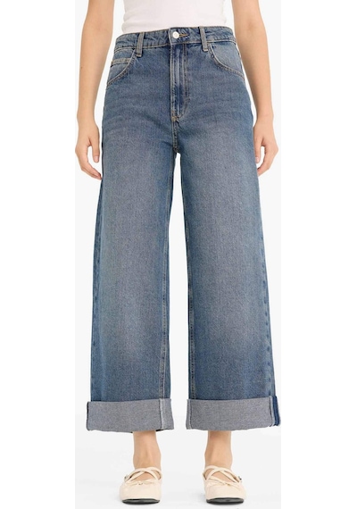 Defacto Baggy Fit Yüksek Bel Katlamalı Paça Jean Pantolon E9134ax25aunm34 Mavi