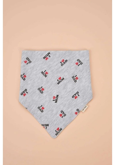 E&f Store Üçgen Pamuklu Mama Önlüğü - İki Çıtçıtlı Bebek Salya Önlük / Fular - Gri Çok Renkli
