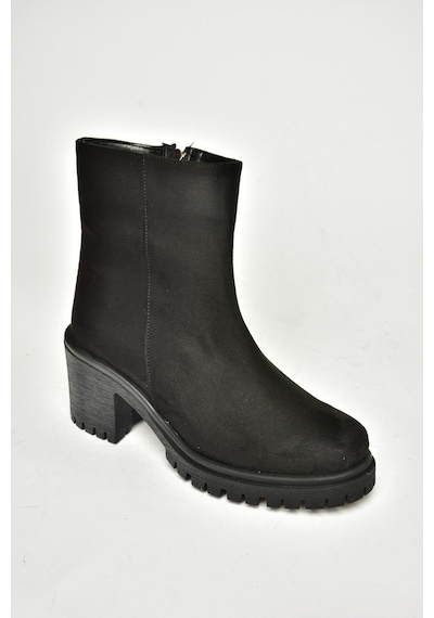 Fox Shoes T726911102 Siyah Süet Kalın Topuklu Kadın Bot Siyah