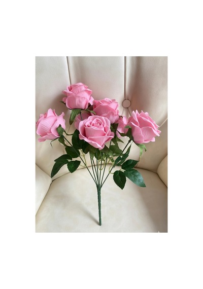 Yapay Kadife Gül 7 Adet Pembe 25 Cm Yapay Çiçek Dekor, Masa Süsü, Fon Pembe - 870561999 Pembe