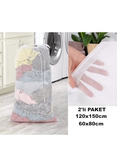 Aksu Çamaşır Yıkama Filesi 2&apos Li Fırsat Paketi 60x80cm Ve 120x150cm Beyaz
