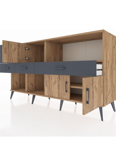Kronos Konsol 2 Raflı 5 Çekmeceli 3 Kapaklı 176x59x99 Çam-çam/ant Çam-çam/antrasit Kronos Konsol 2 Raflı 5 Çekmeceli 3 Kapaklı 176x59x99 Çam-çam/ant Çam-çam/antrasit
