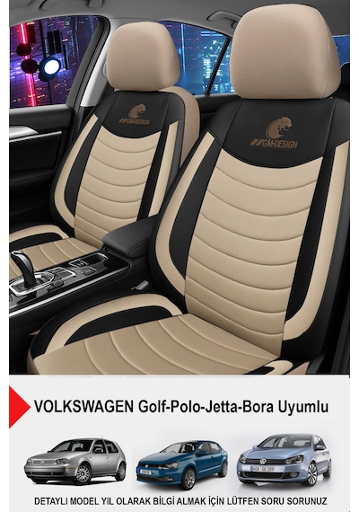Panther Serisi Keten Kumaş Oto Koltuk Kılıfı- Volkswagen Bora-golf-jetta-polo Uyumlu Bej