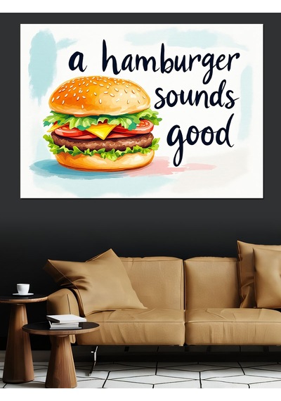 Lezzetli Büyük Hamburger Dekoratif Kanvas - Mdf Ahşap Tablo