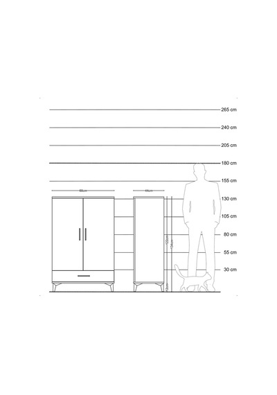 Hyperion Dolap Tek Raflı Tek Çekmeceli Tek Askılı 88x44x134 Çam-çam Atlas Çam