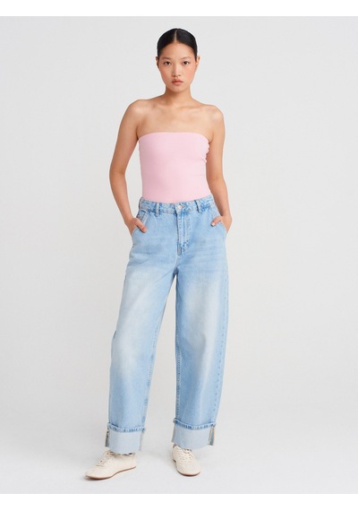 Dilvin 21103 Straplez Top-toz Pembe Toz Pembe