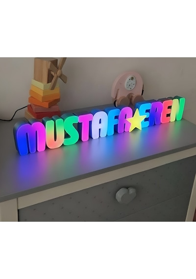 Argb Led Li Dekoratif İsim Kutusu Kişiye Özel 8 + Harf