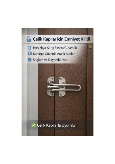 Çelik Kapı Emniyet Kilidi, Metal Güvenlik Aparatı, Hırsızlığa Karşı Ekstra Koruma, Kolay Montaj, Sessiz Kullan Genel
