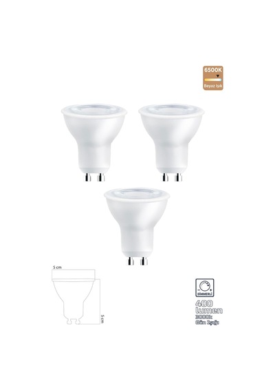 Gu10 220v 6w 3000k Cob Led Ampul 3'lü Erd-284