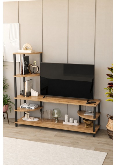 Neoline 120 Cm Tv Ünitesi Çok Raflı Modern Tv Sehpası - Meşe Meşe Neoline 120 Cm Tv Ünitesi Çok Raflı Modern Tv Sehpası - Meşe Meşe