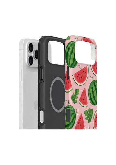 Apple iPhone Uyumlu 17 Pro Max Vorian Çift Katmanlı Magsafe Kılıf Watermelon Garden Party