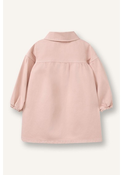 Defacto %100 Pamuk Uzun Kollu Denim Elbise Kız Bebek G8899a526spbr134 Pembe-br134