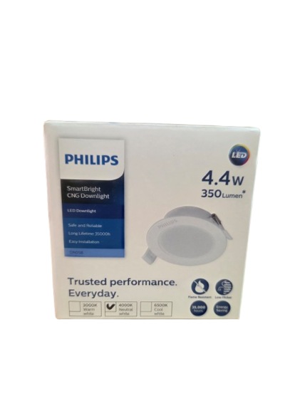 Phılıps 4,4w Led Spot 4000k Beyaz Işık Beyaz İle Sarı Işık Arası 350lümen Delik Çap 75-85mm 4lü Paket