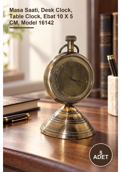 5 Adet Masa Üstü Pirinç Saat Masa Saati, Desk Clock, Table Clock, Ebat 10 X 5 Cm, Model 16142 Diğer