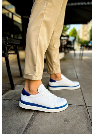 Aymood Mn979 - Santoni Gbt Spor Erkek Ayakkabı Beyaz/mavı