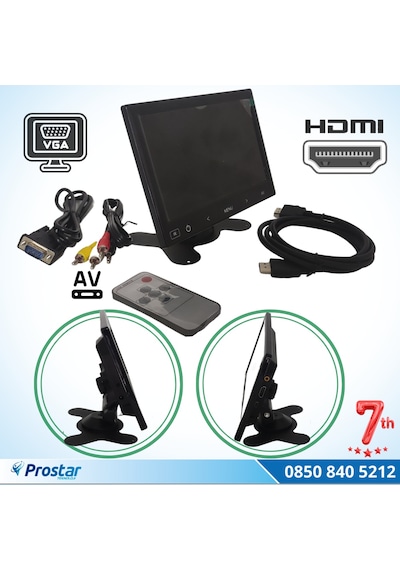 Araç içi Monitör 7" VGA - HDMI - AV Girişli TFT LCD Ekran