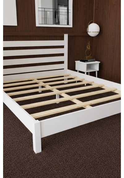 Renazzo Urban Masif Ahşap Karyola Beyaz 150x200 Beyaz - 150 X 200