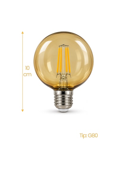 G80 Dimmerli Rustik Gün Işığı 2700k Amber Led Ampul Filament E27 Duylu Filamanlı Edison Ampül 1 Ad
